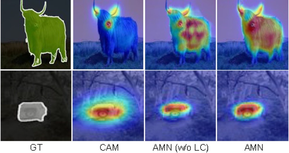 Ground-truth masks and class activation maps before and after activation manipulation.
